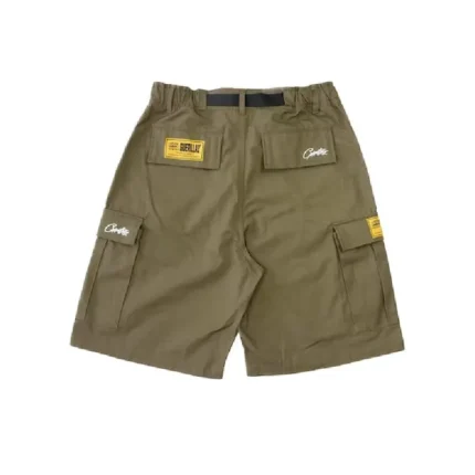 Corteiz Alcatraz Utility Cargo Shorts Khaki Green