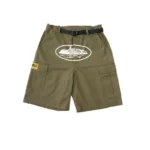 Corteiz Alcatraz Utility Cargo Shorts Khaki Green