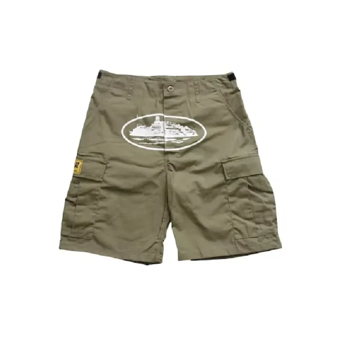 Corteiz Guerillaz 21′ Tactical Cargo Shorts Khaki Green