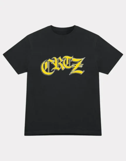 Corteiz Old English Script Tee Black