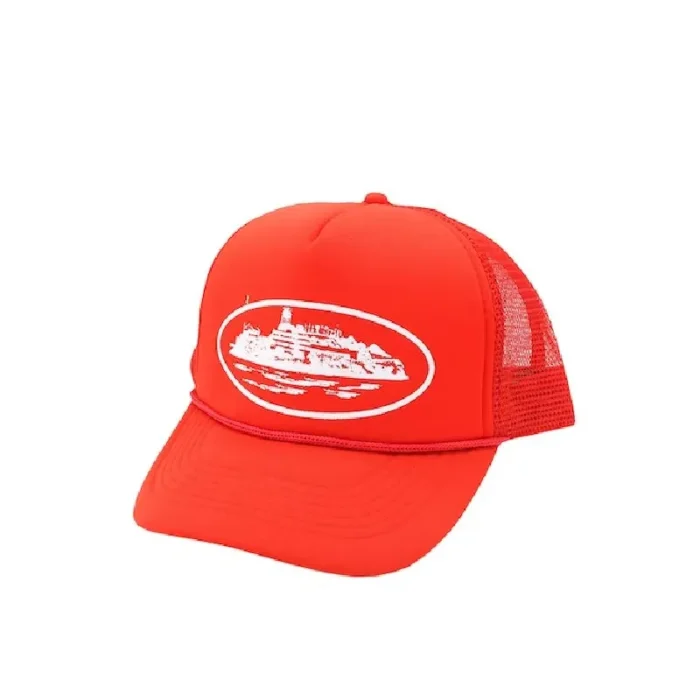 Corteiz Alcatraz Mesh Trucker Hat Red